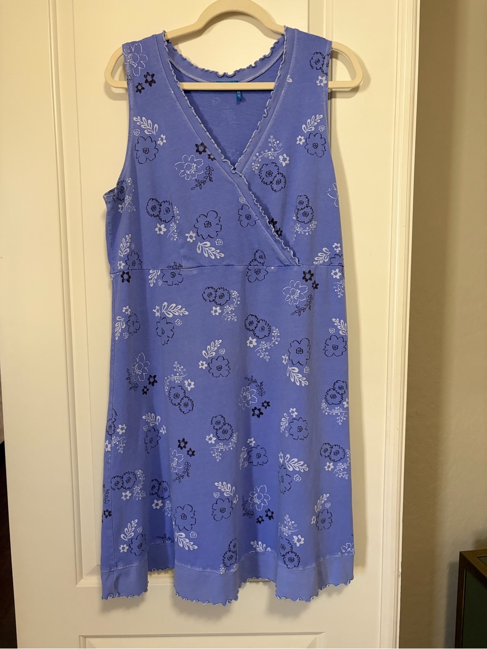 🍋🍑🍓fresh produce Periwinkle Purple Floral Empire Waist Midi Dress🍒🫐🍌